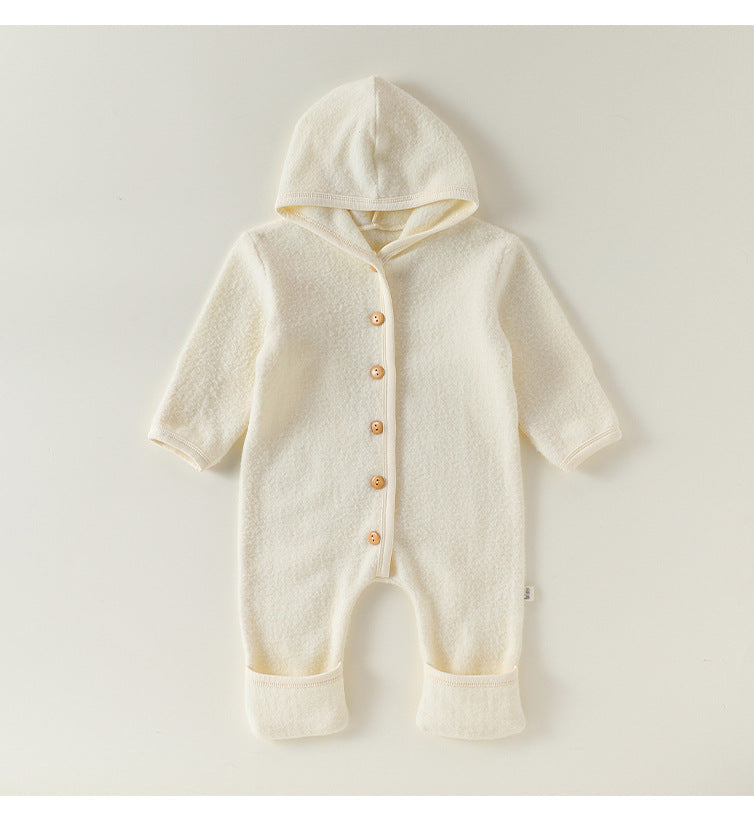 長袖フーディジャンプスーツ シンプルロンパース【mh0011704】