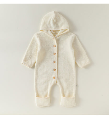 長袖フーディジャンプスーツ シンプルロンパース【mh0011704】