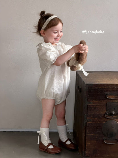 Eyelet Cotton Puff Sleeve Romper