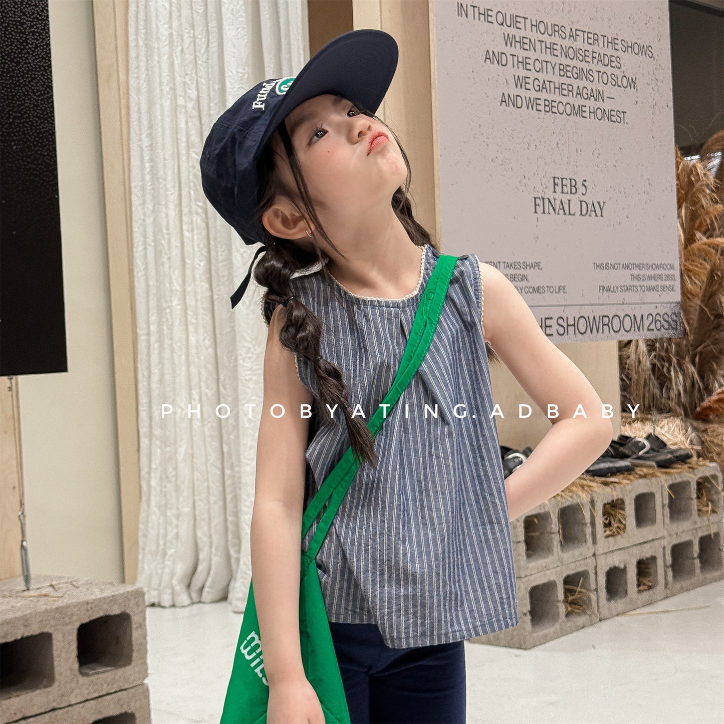 Striped Sleeveless Tank Top ストライプ ノースリーブブラウス【mh0013229】