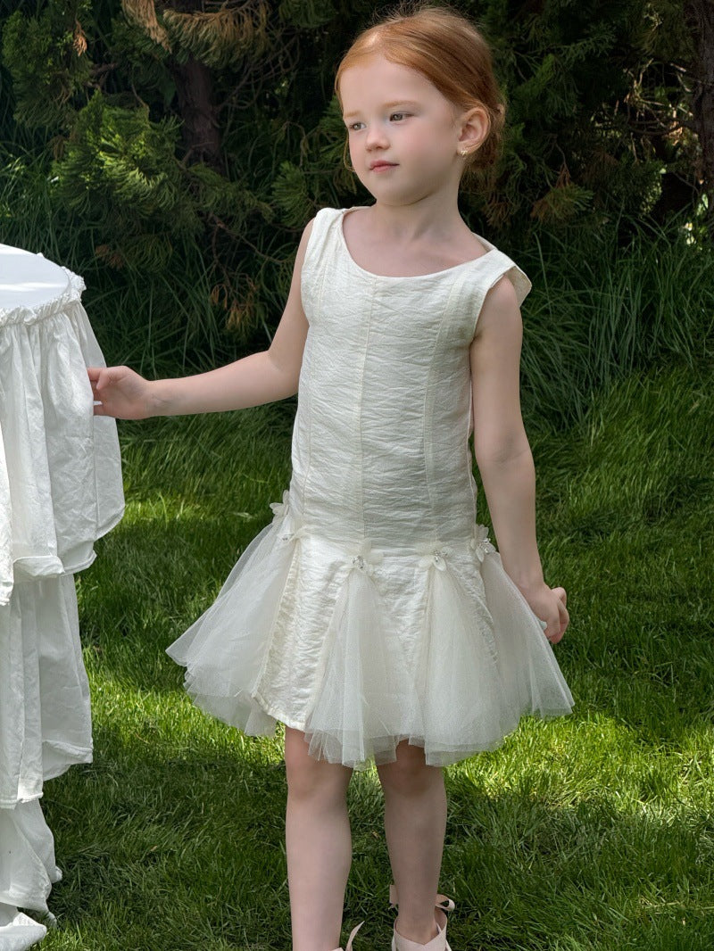 Sleeveless Beaded Floral Princess Dress チュール ノースリーブワンピース【mh0013238】