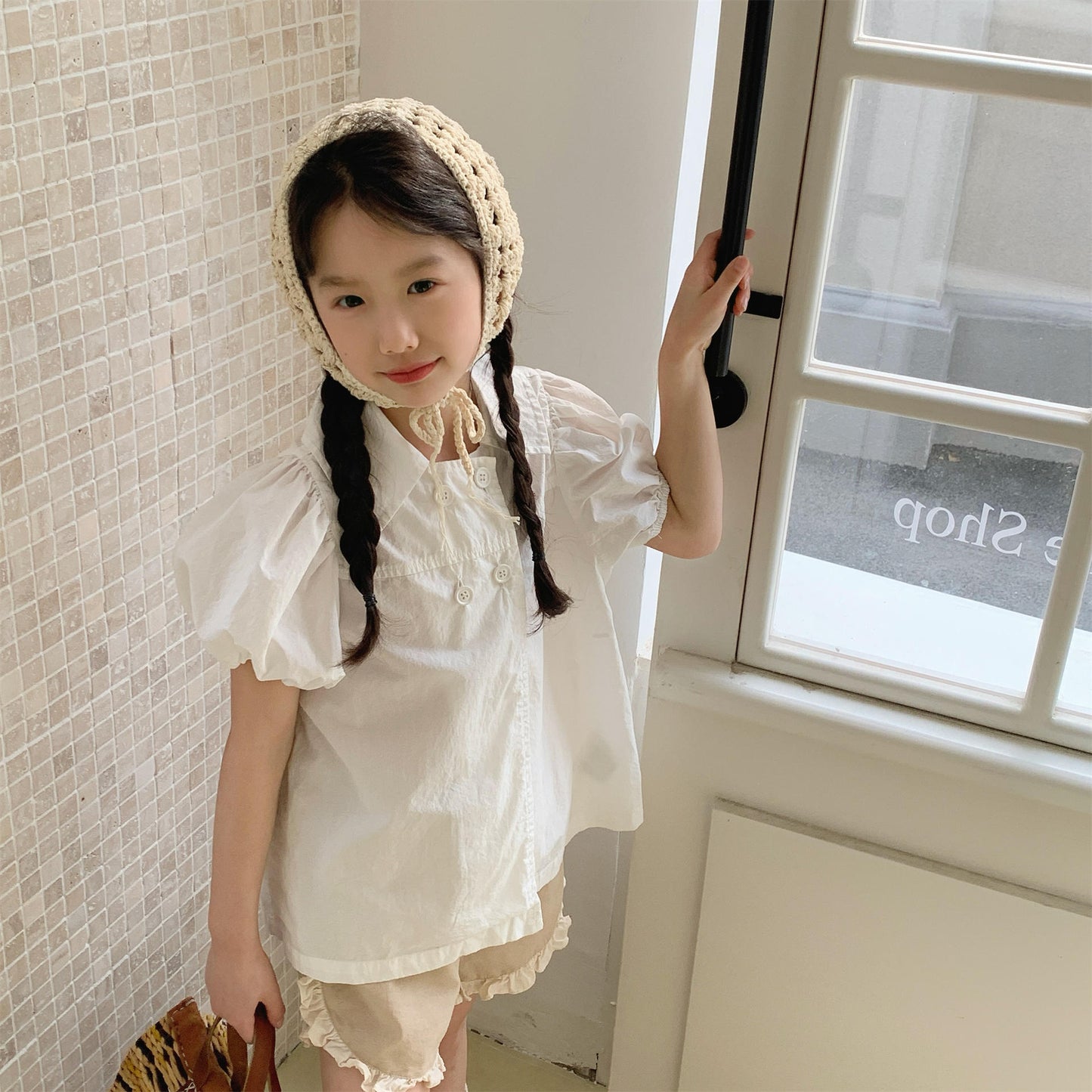 Puff Sleeve Floral Cotton Shirt パフスリーブ フラワー コットン シャツ【mh0012656】