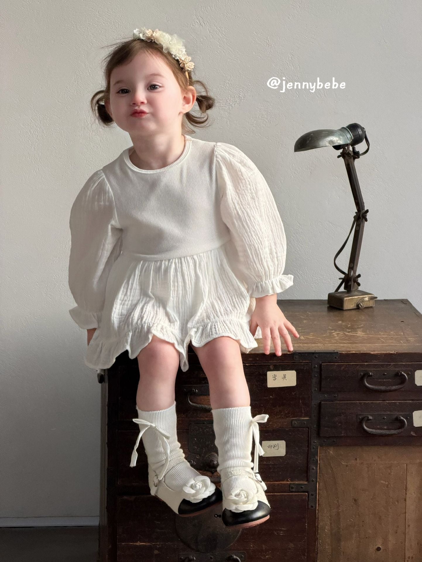 Gauze Puff Sleeve Romper ガーゼ パフスリーブ ロンパース【mh0012527】