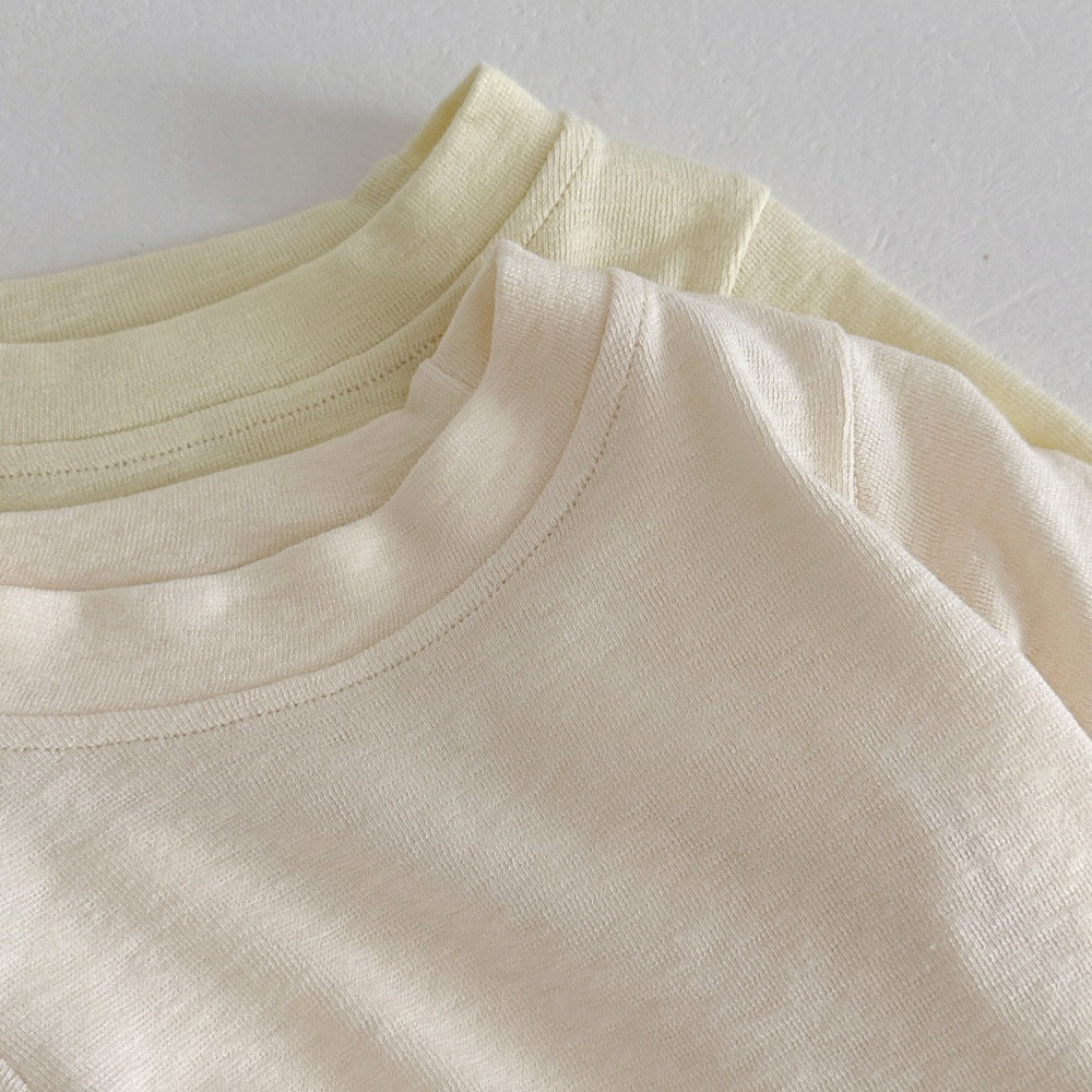 ベビー キッズ フリル裾 バックワッペン レース 長袖Tシャツ【mh0014353】
