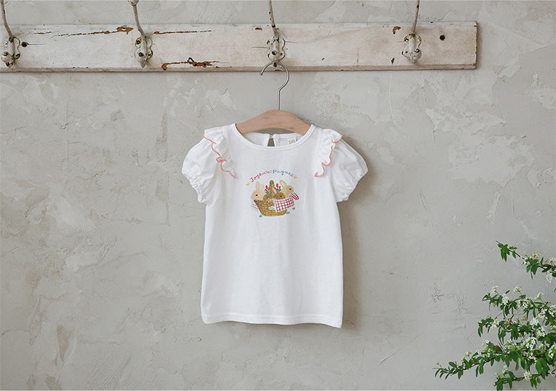 Rabbit Graphic Tee ラビットプリント フリルTシャツ【mh0012982】