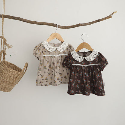 Floral Lace Collar Set - Small Floral Short-Sleeved Tunic Set 【mh0012695】