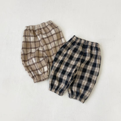 チェックパンツ 裏起毛 ゆったり バルーンシルエット カジュアル ボトムス【mh0011632】
