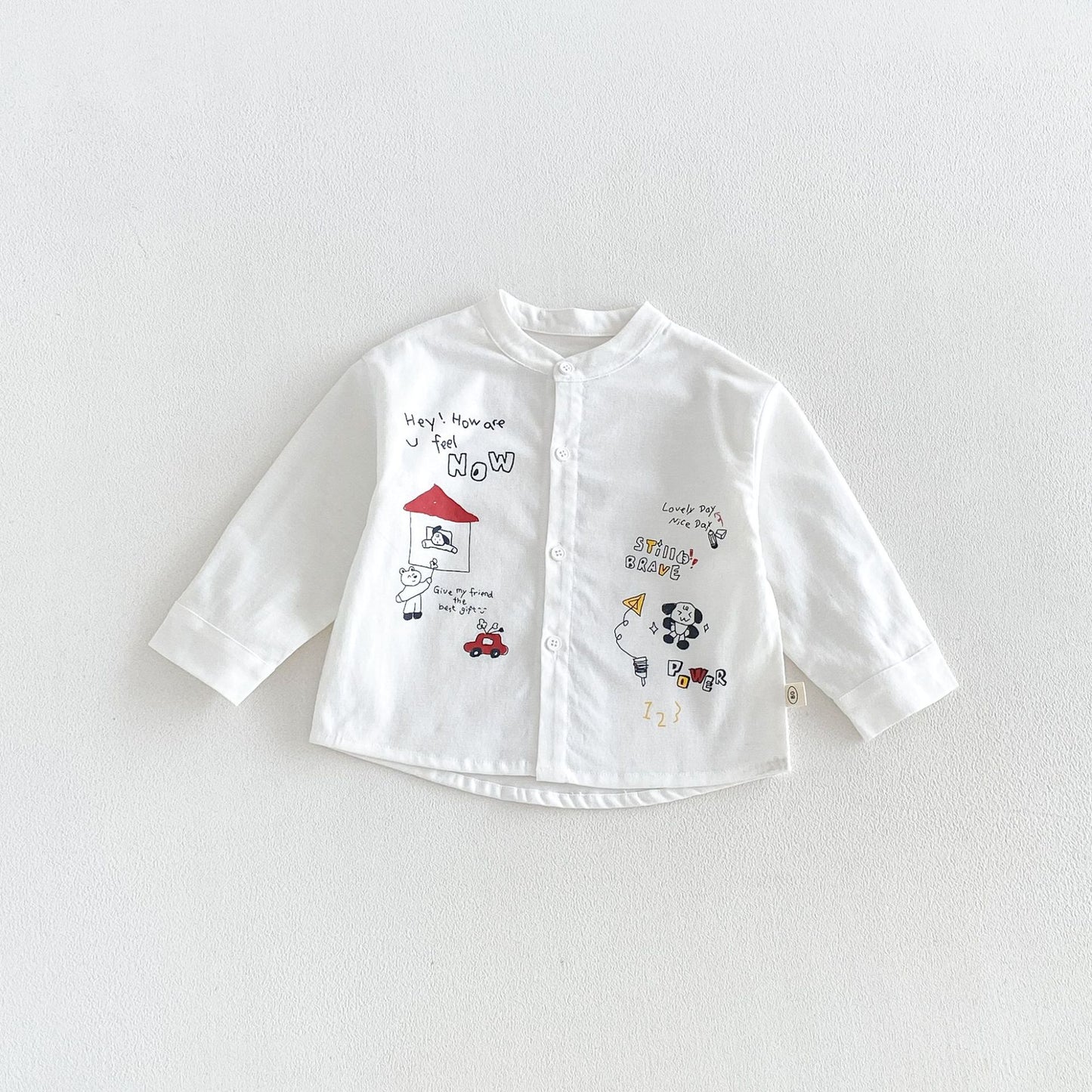 Camisa de manga larga con cuello alto, estampado de rayas y pantalón cargo para niños【mh0014028】