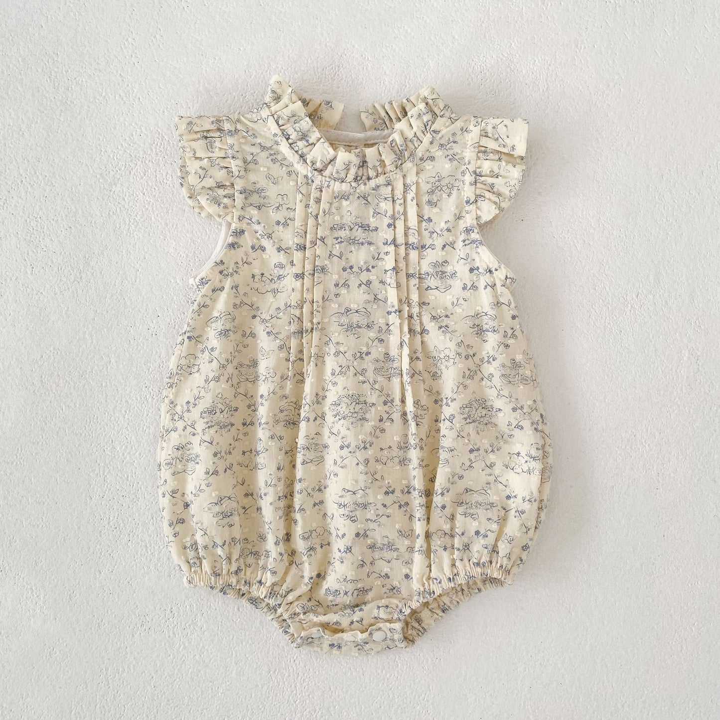 Floral Ruffle Sleeveless Romper Dress フリル ノースリーブロンパース ミモレ丈ワンピース【mh0013157】