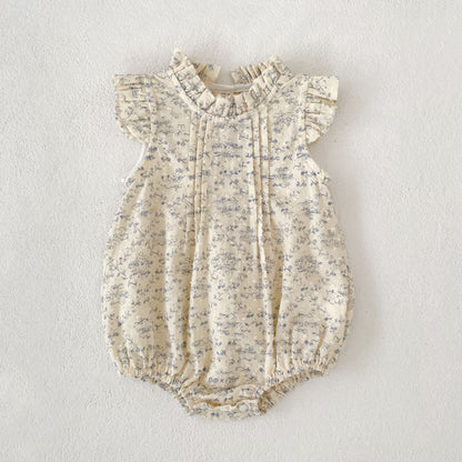 Floral Ruffle Sleeveless Romper Dress フリル ノースリーブロンパース ミモレ丈ワンピース【mh0013157】