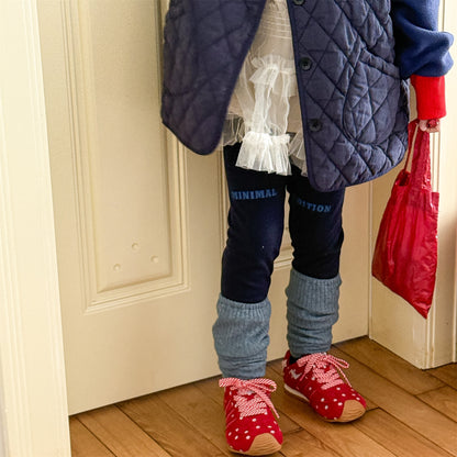 レギンスパンツ 裏起毛 ロゴ刺繍 ドッキング リブ ボトムス【mh0011611】