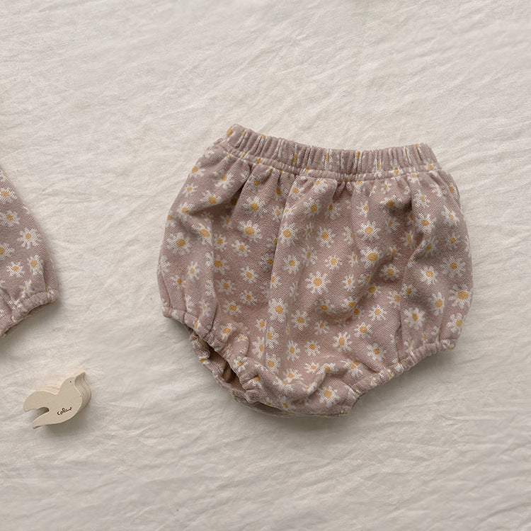 Daisy Print Top & Pants Set デイジー柄 襟付きトップス＆ブルマセット【mh0012690】