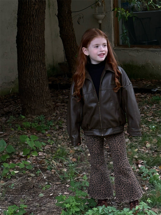 フレアパンツ 裏起毛 レオパード アニマル カジュアル ボトムス【mh0011618】