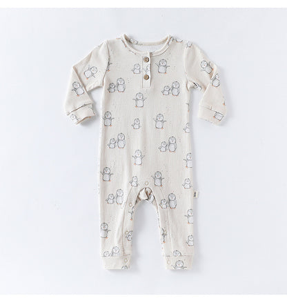 長袖ジャンプスーツ アニマルプリント ロンパース【mh0011725】