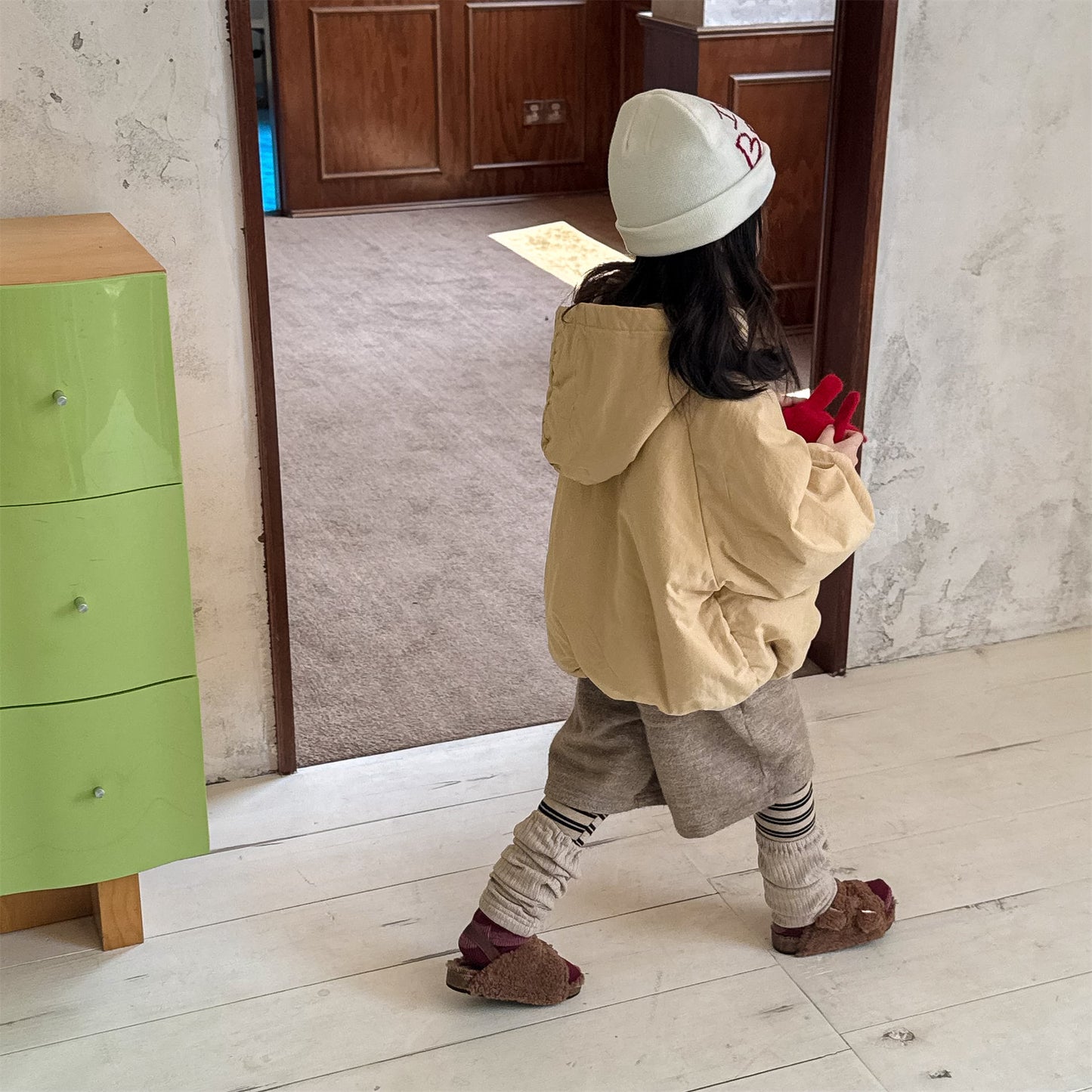 パフジャケット フーディ ストライプ プルオーバー アウター 中綿【mh0011613】