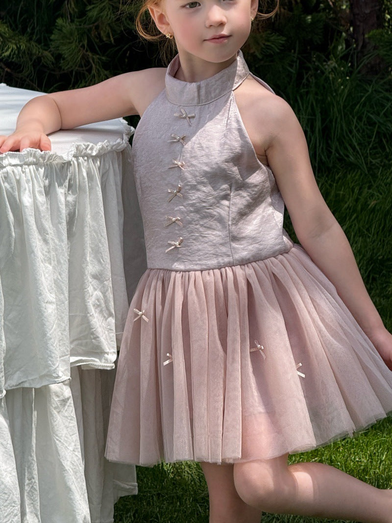 Bow Tulle Halter-Neck Elegant Princess Dress チュール ホルターネックワンピース【mh0013239】