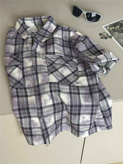 Tie-Dye Check Shirt タイダイ チェック 半袖シャツ【mh0012965】