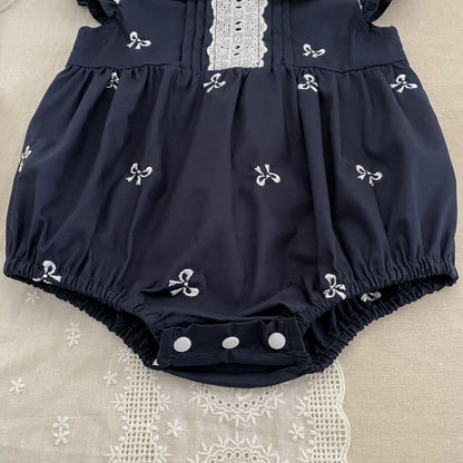 Bow Embroidery Ruffle Romper Dress ラッフル ロンパース ワンピース【mh0013161】