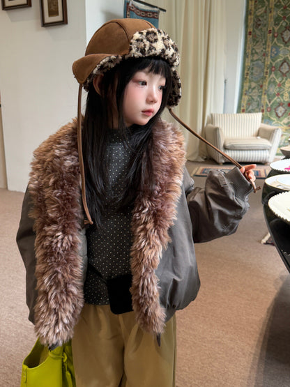 Mo Xiao Meng Children's Jacket 2026 Girls' Korean-Style Winter Fleece-Collar Padded Jacket Thickened Cotton Jacket for Kids【mh0014698】