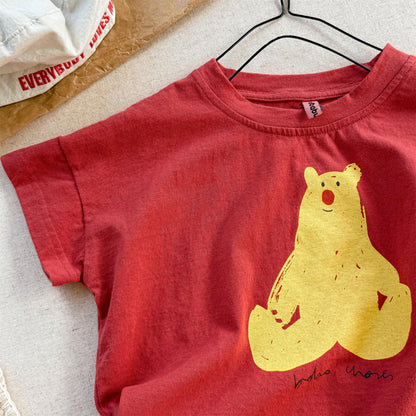 Boiled Egg Bear Graphic T-Shirt コットン クルーネック Tシャツ【mh0012652】