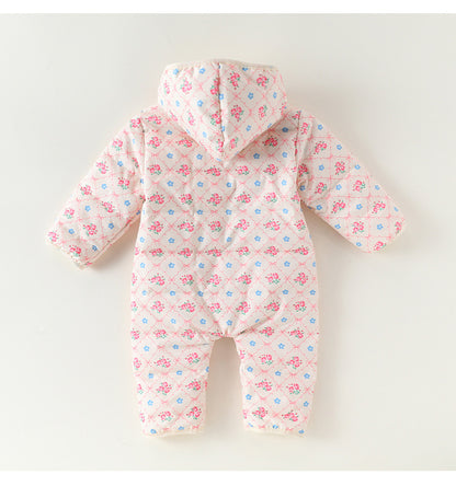 アウタージャンプスーツ プリント 中綿 厚手 フード付 キルティング【mh0011700】