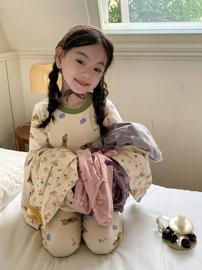 Long Sleeve Printed Pajamas 長袖 プリント パジャマ セット【mh0012243】