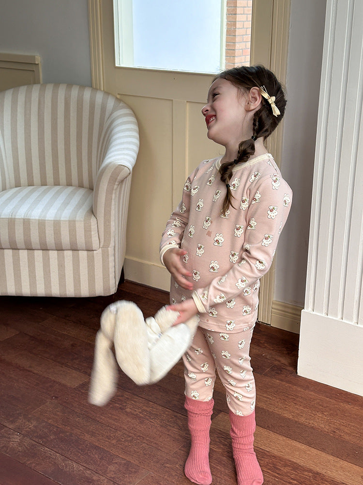 Long Sleeve Printed Pajama Set 長袖 プリント パジャマ セット【mh0012244】