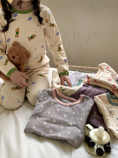 Long Sleeve Printed Pajamas 長袖 プリント パジャマ セット【mh0012243】