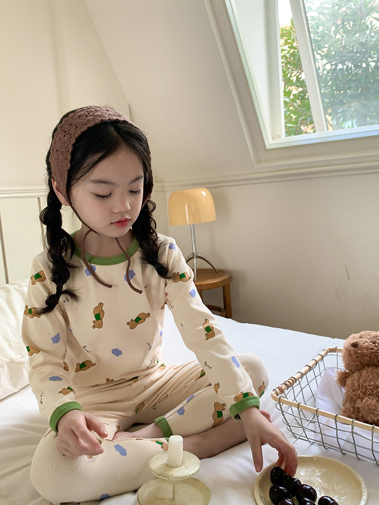 Long Sleeve Printed Pajamas 長袖 プリント パジャマ セット【mh0012243】