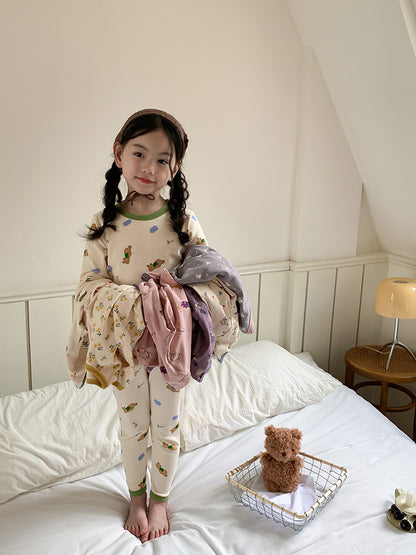 Long Sleeve Printed Pajamas 長袖 プリント パジャマ セット【mh0012243】