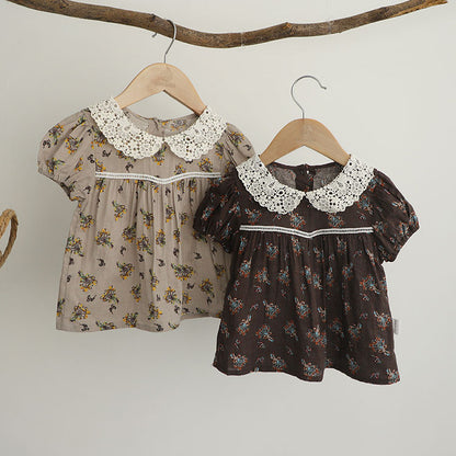 Floral Lace Collar Set - Small Floral Short-Sleeved Tunic Set 【mh0012695】