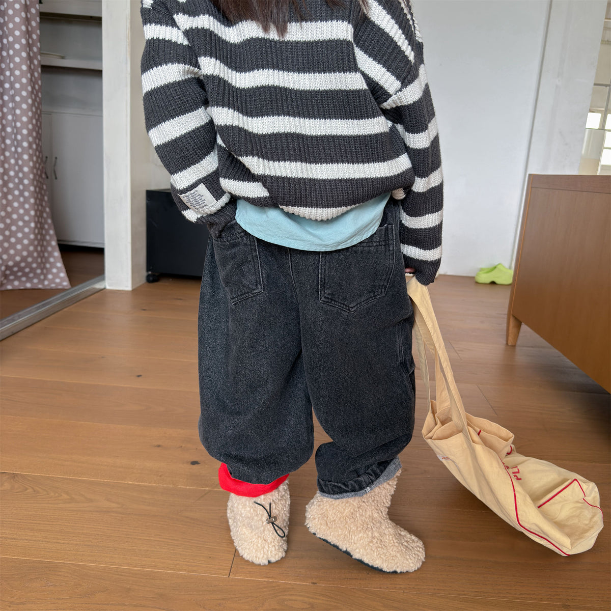 Pantalones vaqueros holgados de pierna cónica para niños【mh0014537】