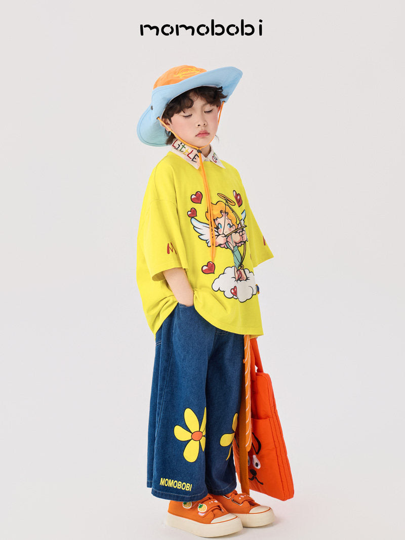 Flower Print Denim Cropped Pants フラワー デニムパンツ【mh0013001】