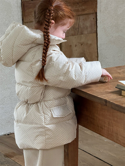 ダウンジャケット ドット フーディ ミディ丈 パフ アウター【mh0011626】