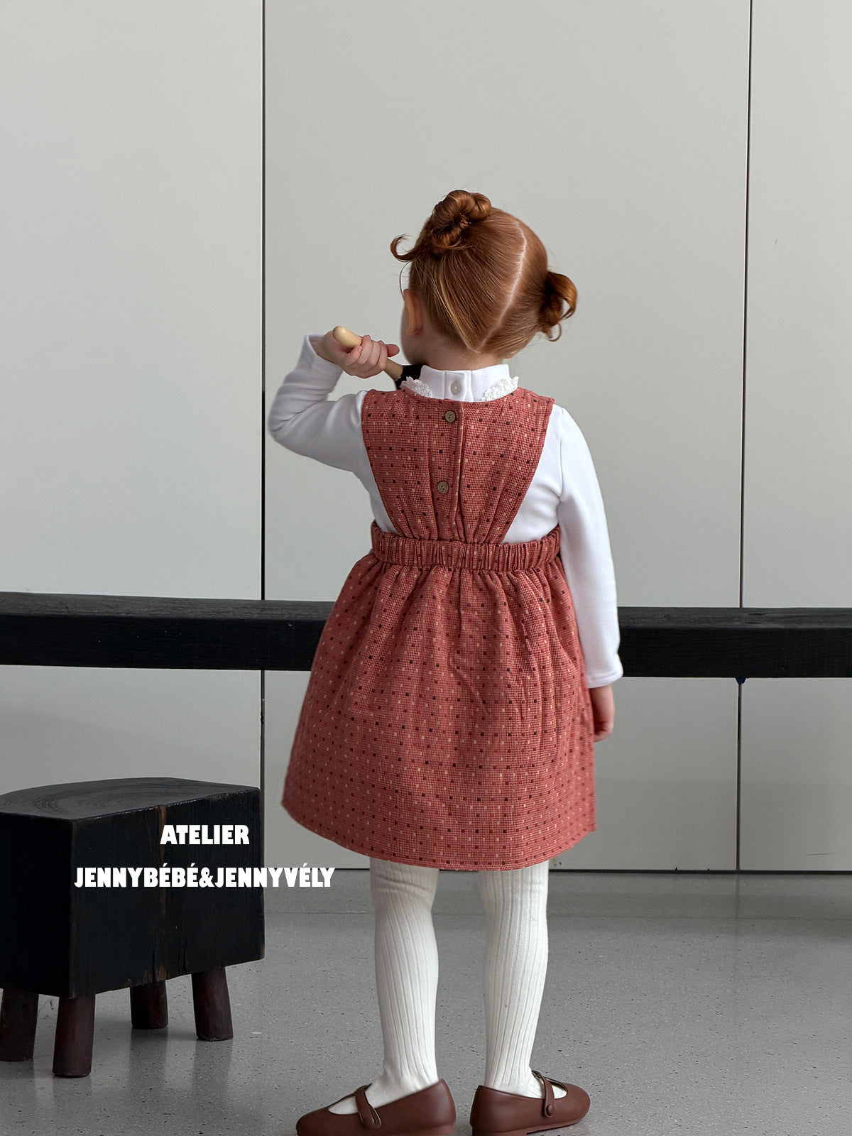 ベビー キッズ チェック ドット 中綿 キャミソール ロンパース キャミソールワンピース ハイネック 長袖Tシャツ【mh0014658】