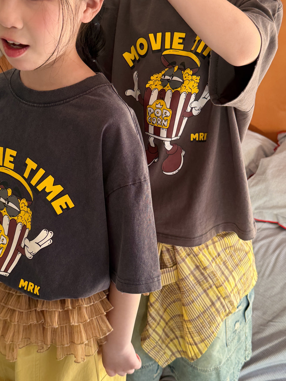 Popcorn Print Cotton T-shirt
