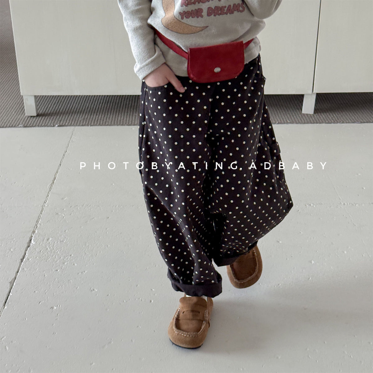 キッズ ドット柄 ルーズ デニムパンツ【mh0014337】