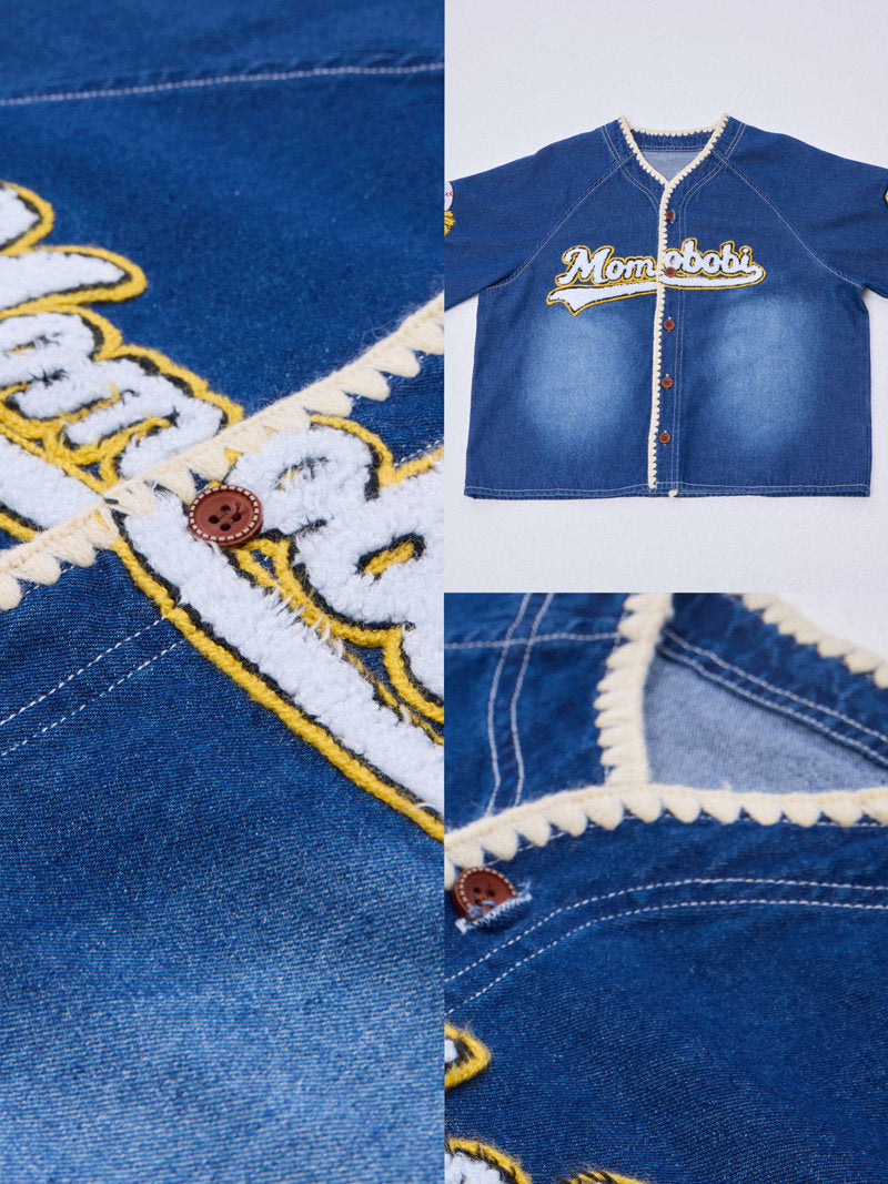 Vintage Baseball Denim Shirt Half Pants デニム ベースボールシャツ ハーフパンツ【mh0012999】