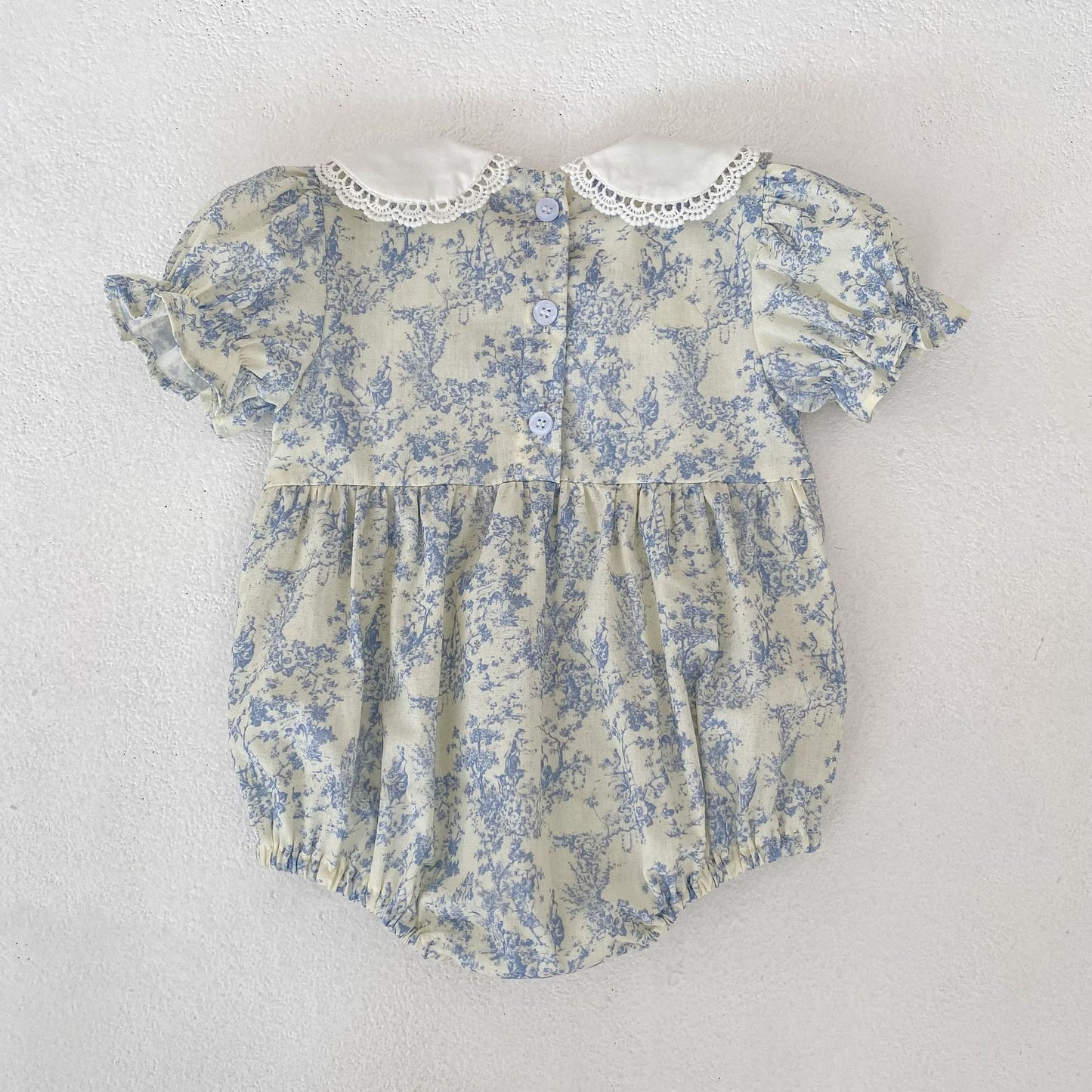 Floral Lace Collar Romper Dress パフスリーブ ロンパース 半袖ワンピース【mh0013164】