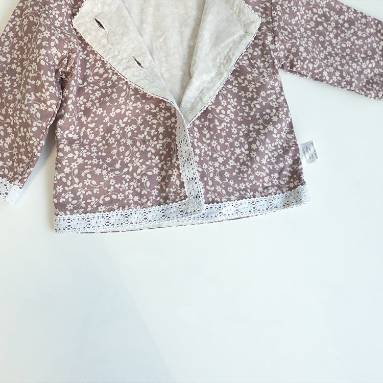 Floral Print Lace Trim Cardigan 花柄 レーストリム カーディガン【mh0012631】