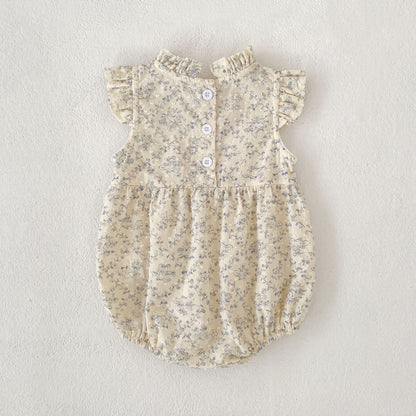 Floral Ruffle Sleeveless Romper Dress フリル ノースリーブロンパース ミモレ丈ワンピース【mh0013157】