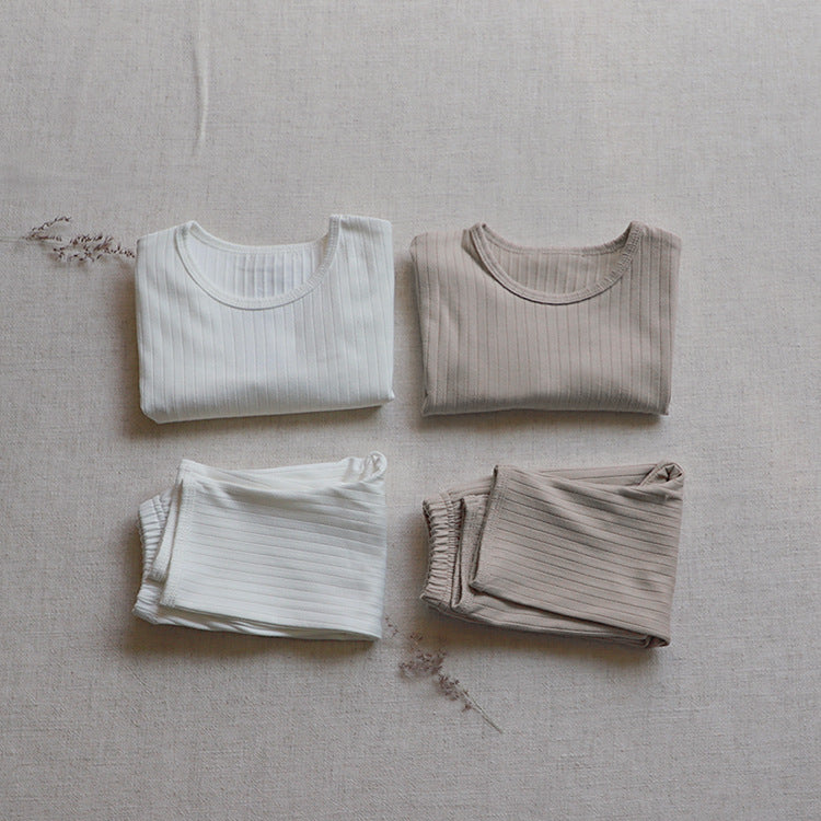 Wide Ribbed Long Sleeve Lounge Set リブ編み 長袖 セットアップ【mh0012674】