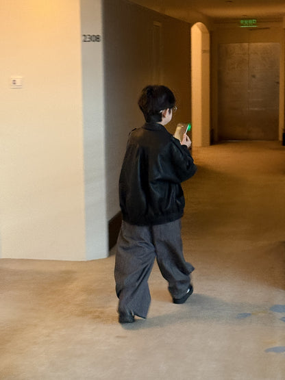 フェイクレザージャケット キッズ  厚手 ラペル モード ライダース【mh0011668】