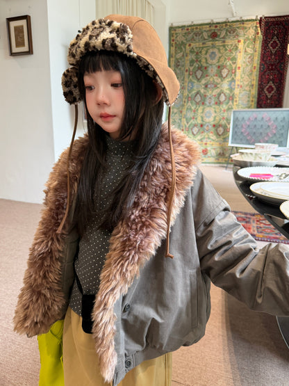 Mo Xiao Meng Children's Jacket 2026 Girls' Korean-Style Winter Fleece-Collar Padded Jacket Thickened Cotton Jacket for Kids【mh0014698】