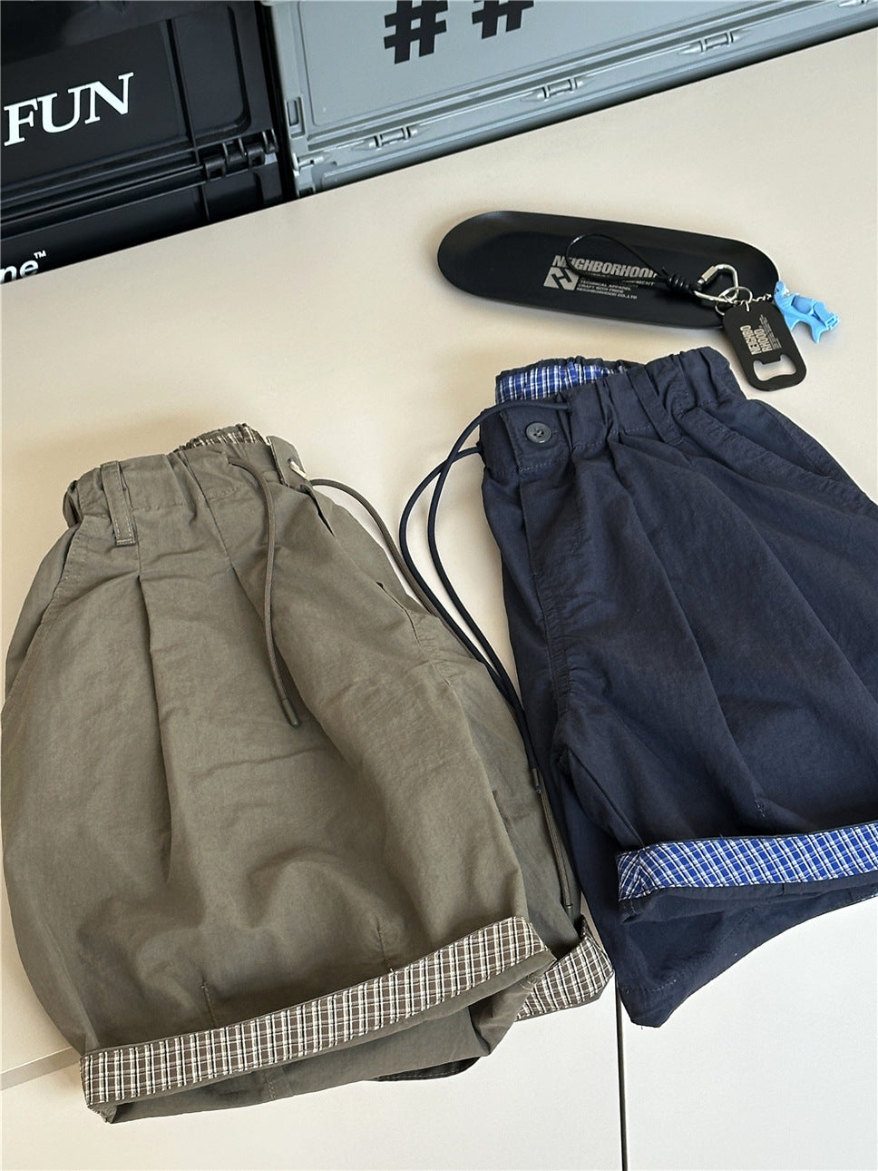 Plaid Hem Shorts チェックヘム タックハーフパンツ【mh0012955】