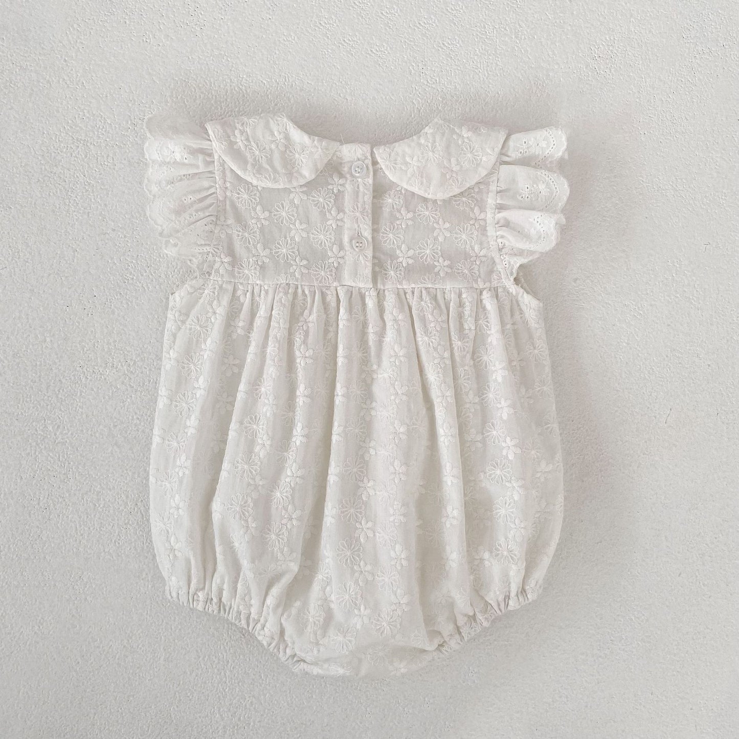 Lace Trim Doll Collar Romper Dress ラッフル ロンパース ミモレ丈ワンピース【mh0013160】