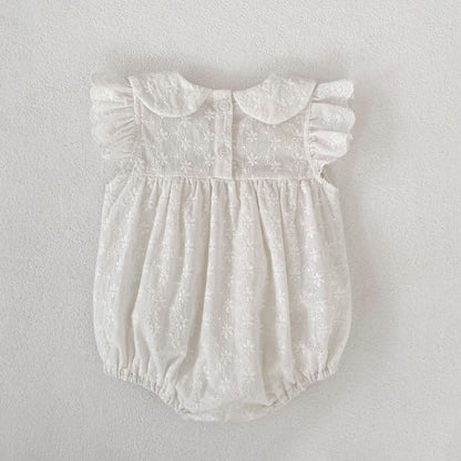 Lace Trim Doll Collar Romper Dress ラッフル ロンパース ミモレ丈ワンピース【mh0013160】