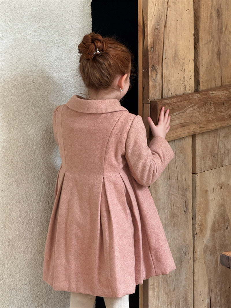 ウールコート ミディ丈 Aライン 襟付き リボンベルト ドレッシー【mh0011622】