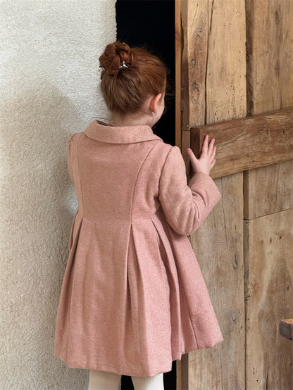 ウールコート ミディ丈 Aライン 襟付き リボンベルト ドレッシー【mh0011622】