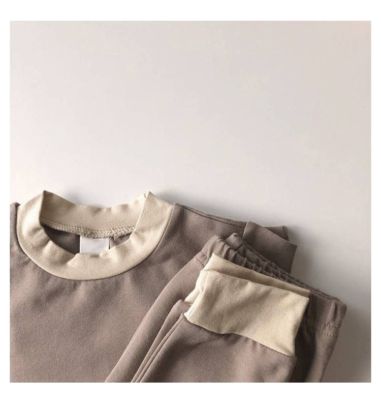 Cotton Basic Pajamas Set 無地 長袖Tシャツ ロングパンツ【mh0012698】
